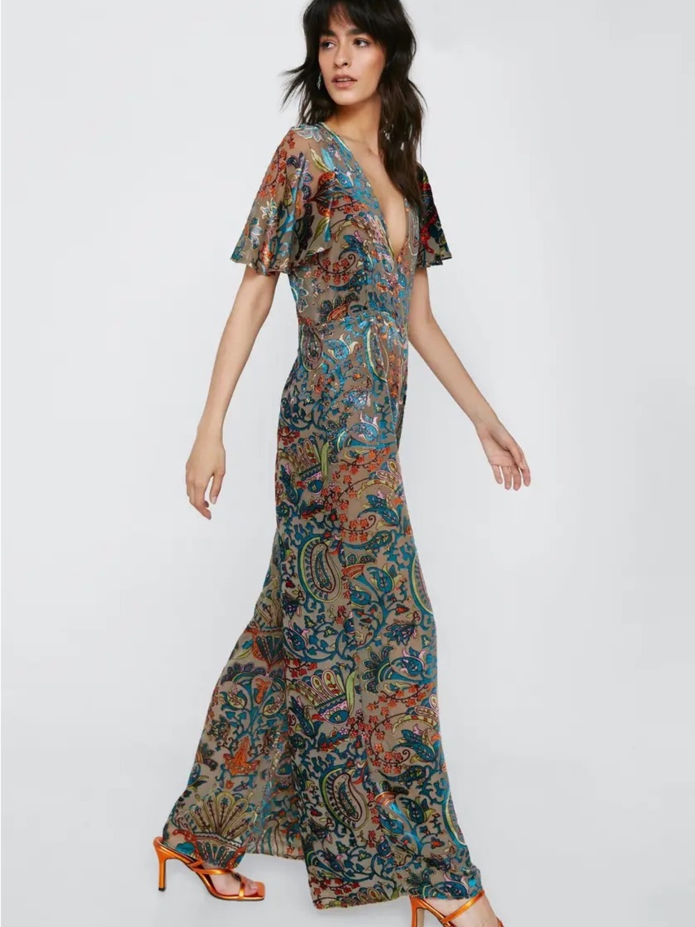 Nasty Gal Multicolor Paisley V-Neck Jumpsuit - new with tags - Picture 5 of 5